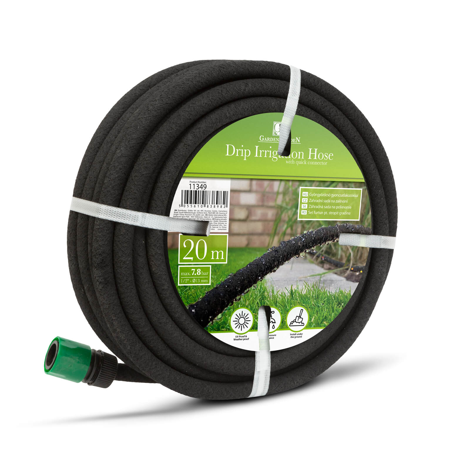 Garden of Eden Gyöngyözőcső gyorscsatlakozókkal, 20 m - fekete - 11349