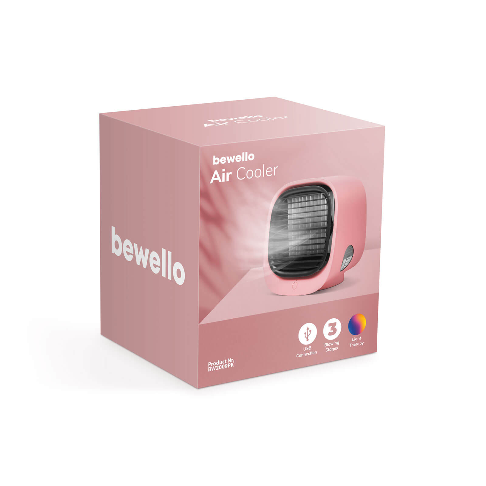 Bewello Hordozható mini léghűtő ventilátor - USB - rózsaszín - BW2009PK