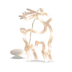 LED-es ablakdekor - rénszarvas - 19 x 13,5 cm - melegfehér - 3 x AAA -  56521A