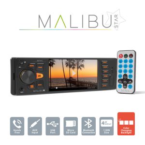 MNC Multimédiás fejegység "Malibu Star" - 1 DIN - 4 x 50 W - BT - MP3 - AUX - SD - USB - 39751