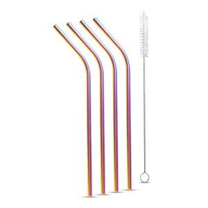 Family Rozsdamentes acél szívószál szett - titán szivárványos - 215 x 6 mm - 5 részes - 57590